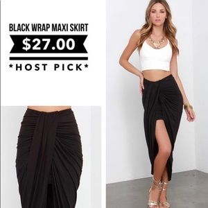 Black Wrap Maxi Skirt XS